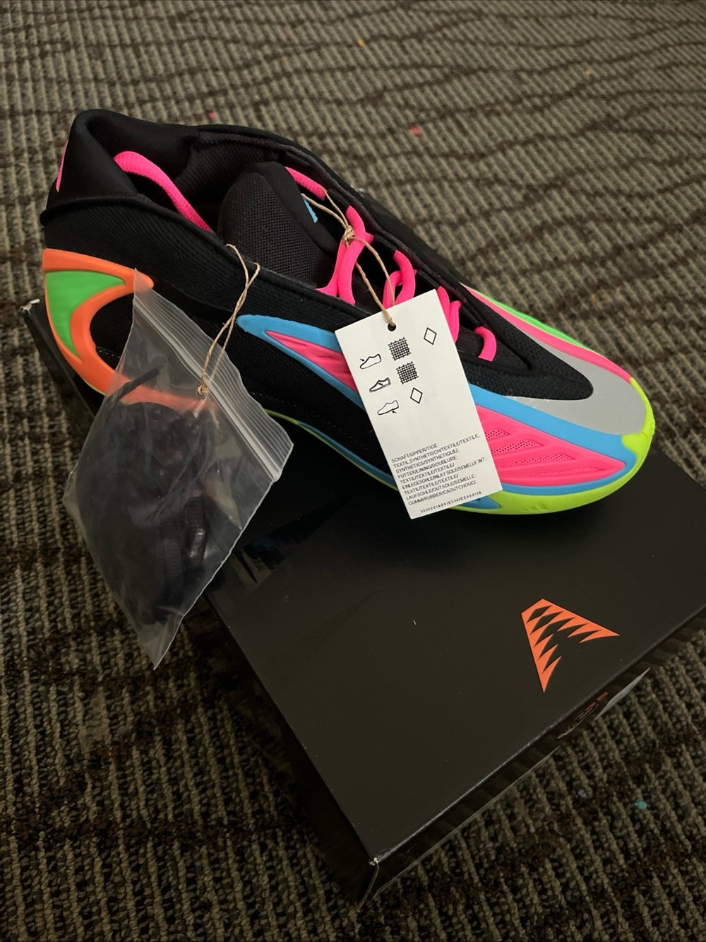 Adidas AE 2 Anthony Edwards Black 'Lucid Lemon' Green Blue Pink (KK0645) NEW Sz6